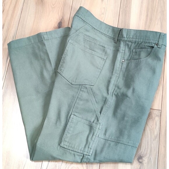 Vtg‎ No Boundaries Pants Men's 38X31 Green Double Knee Workwear Baggy Skater Y2K - Picture 5 of 13